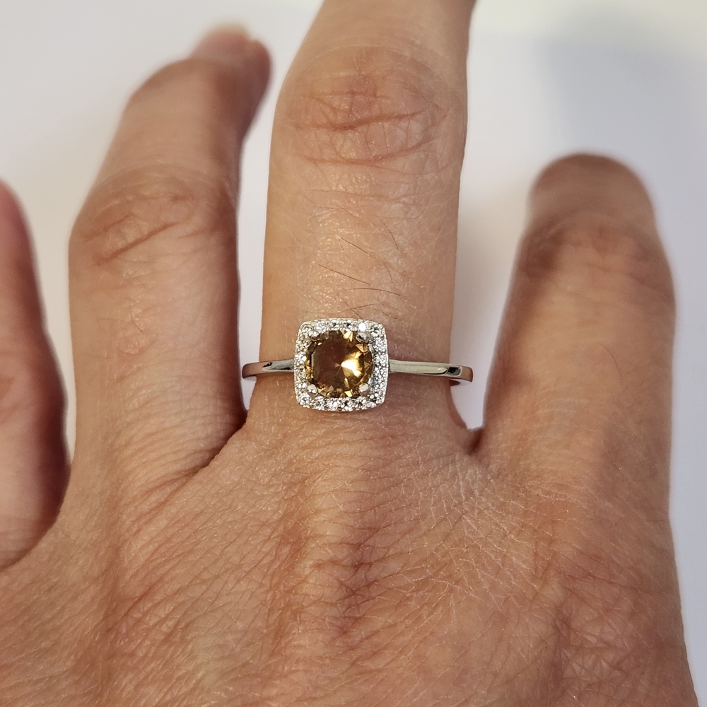 NIB Semi VTG 1cts Golden Champagne Topaz 925 Ring Sz 9/10